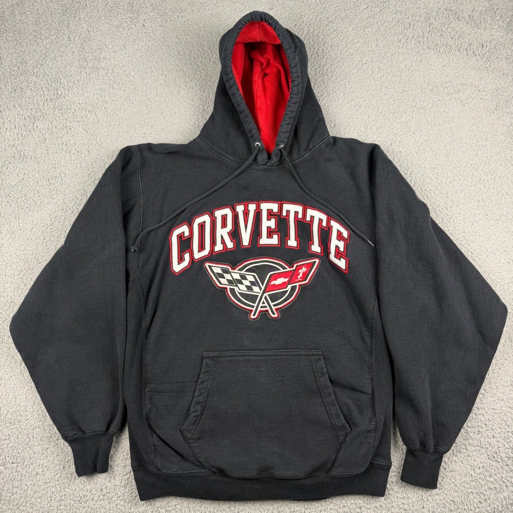 Corvette Hoodie Hoodie Mens Medium Black Pullover Sweatshirt Steve & Barrys